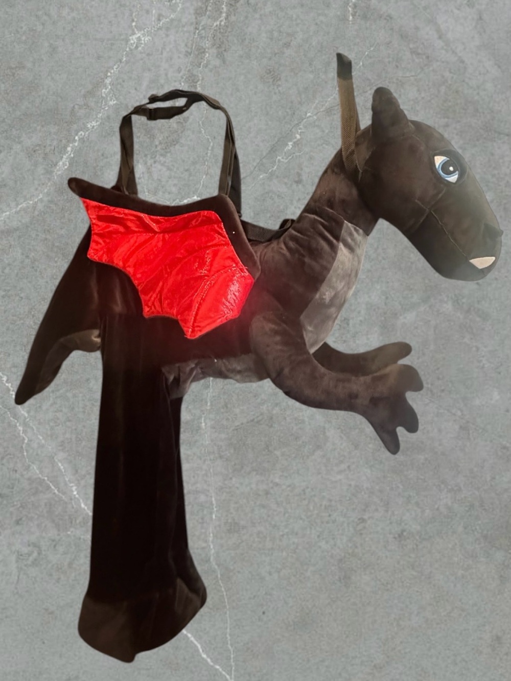 Black Dragon Ride On Halloween Costume with Red Wings - Picture 5 of 14
